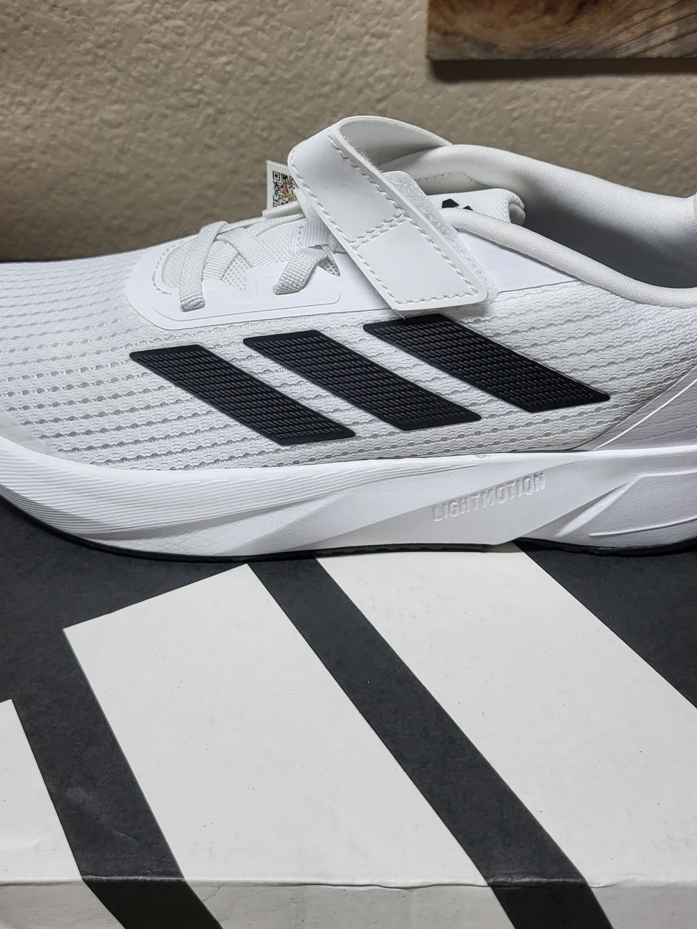 *NEW* Adidas Duramo EL K White/Black Running Sneakers Shoes Size 4  IG2461